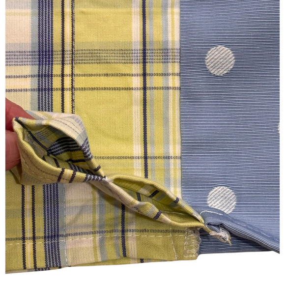 Set of 2 Vintage Window Valences Blue Green Plaid Dot 69" x 15.5" by Banana fish - Picture 5 of 6